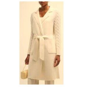 CYRUS Long Belted Coat Sz-L Cream